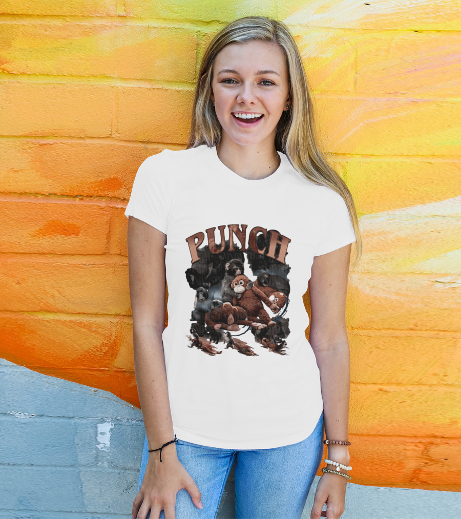 Punch The Monkey Picture Collage Monkeys Plush Toys T-Shirt