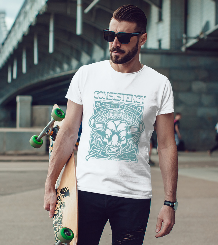 Consistency Is The Key To Growth Step It Up Bud Est 2019 Bull T-Shirt