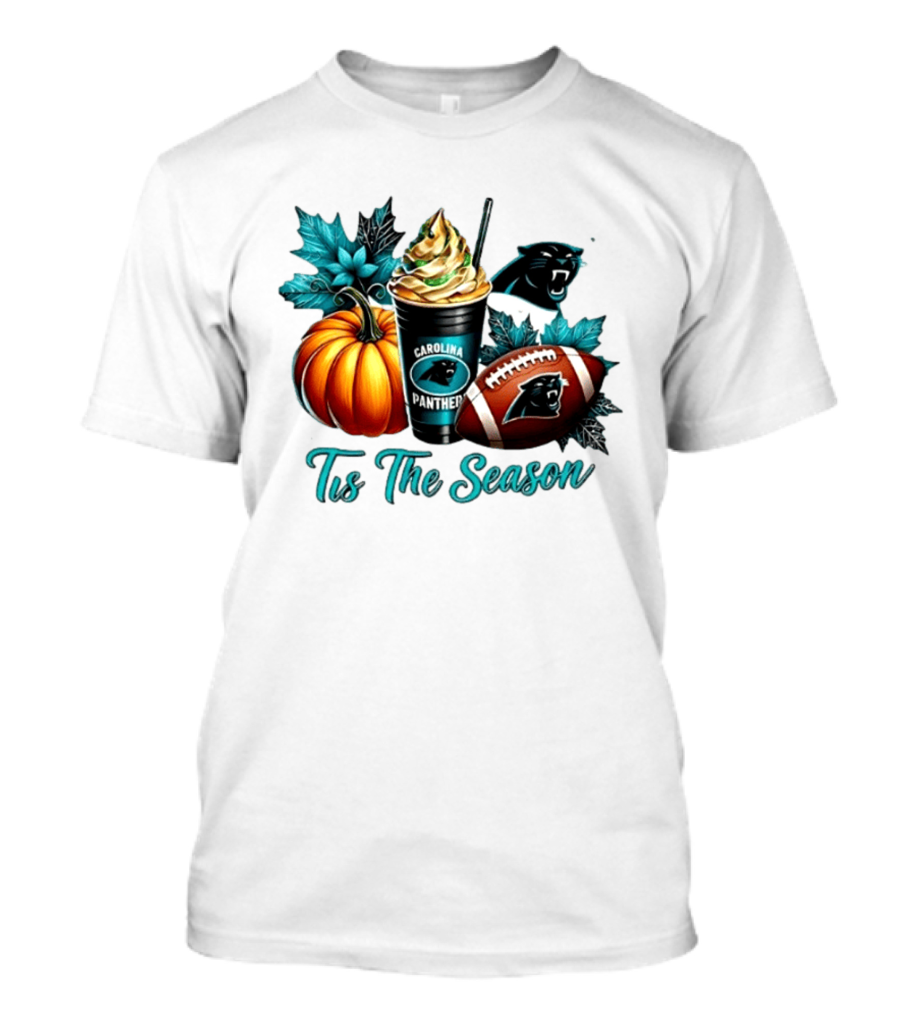 Tis The Season Carolina Panthers Halloween Football Pumpkin Latte T-Shirt