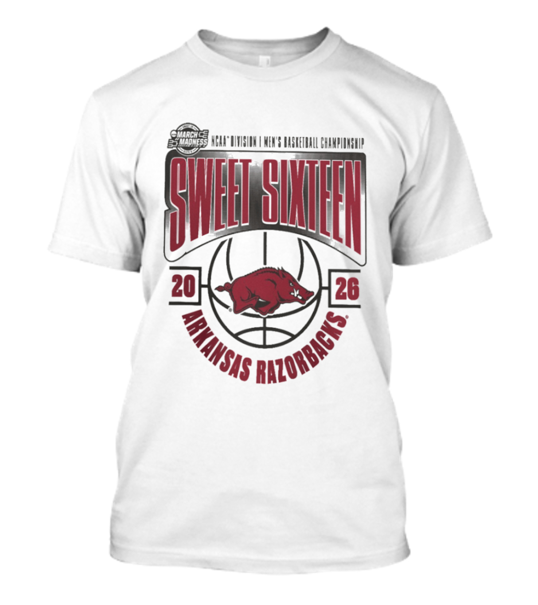 Arkansas Razorbacks NCAA 2026 Division I Men's Basketball Championship Sweet Sixteen T-Shirt
