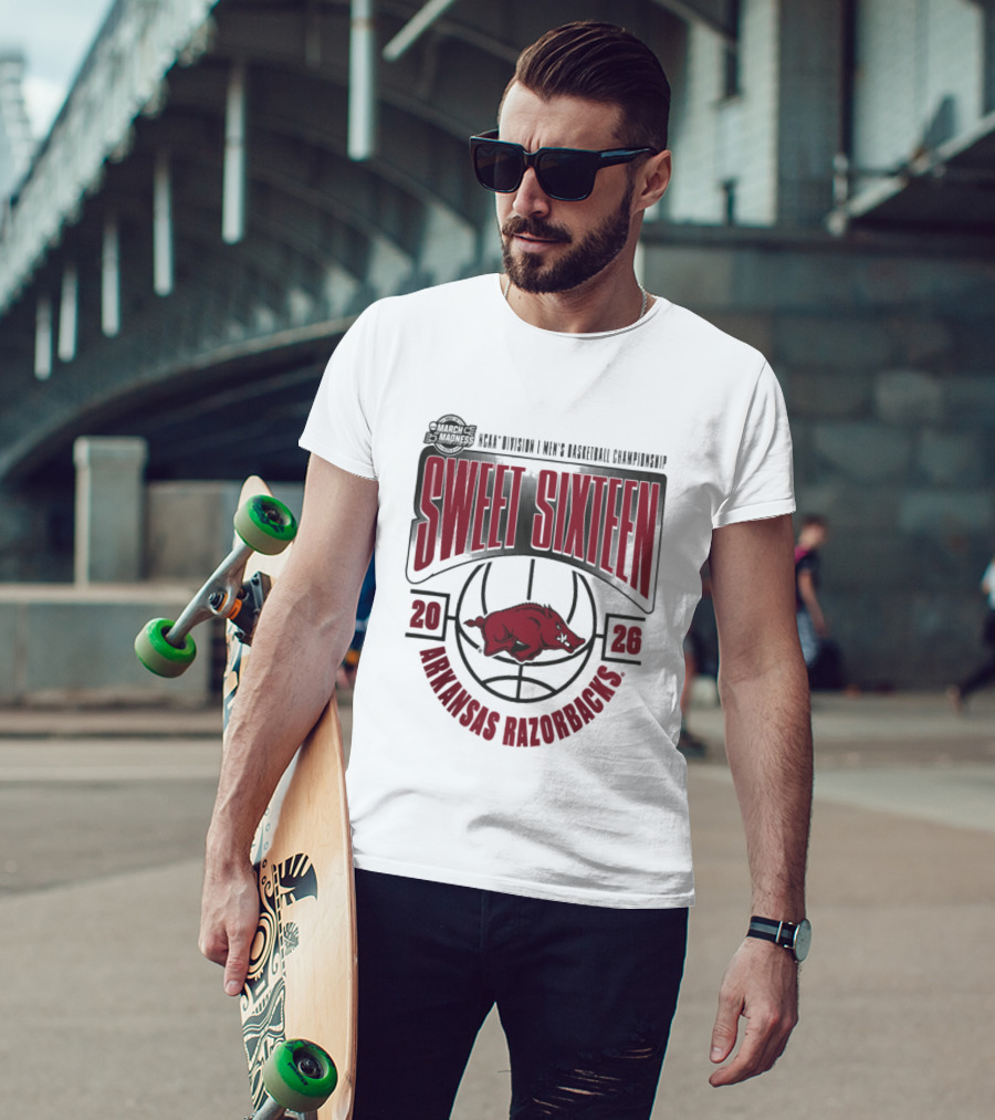 Arkansas Razorbacks NCAA 2026 Division I Men's Basketball Championship Sweet Sixteen T-Shirt