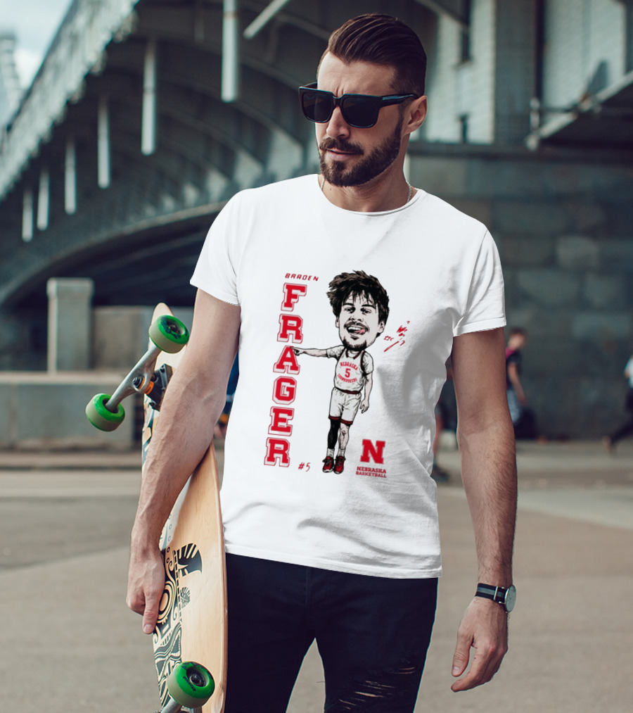Braden Frager Nebraska Cornhuskers Basketball Caricature #5 T-Shirt