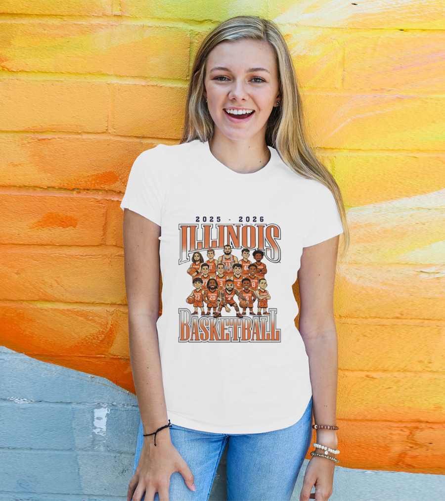 2025 2026 Illinois Basketball Team Caricature T-Shirt