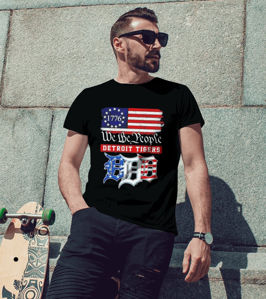Detroit Tigers MLB 1776 We The People 250th Anniversary American Flag USA Baseball T-Shirt