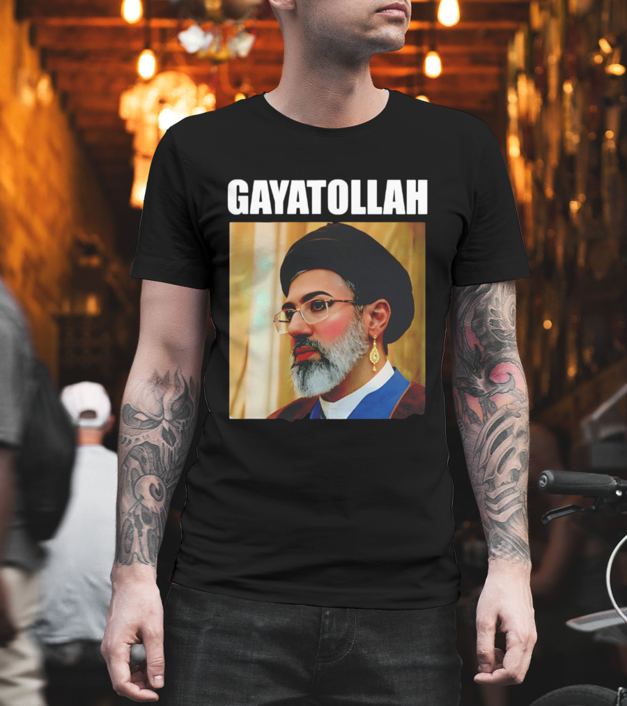 GAYATOLLAH Meme Featuring Mojtaba Khamenei Parody with Jewelry and Makeup T-Shirt