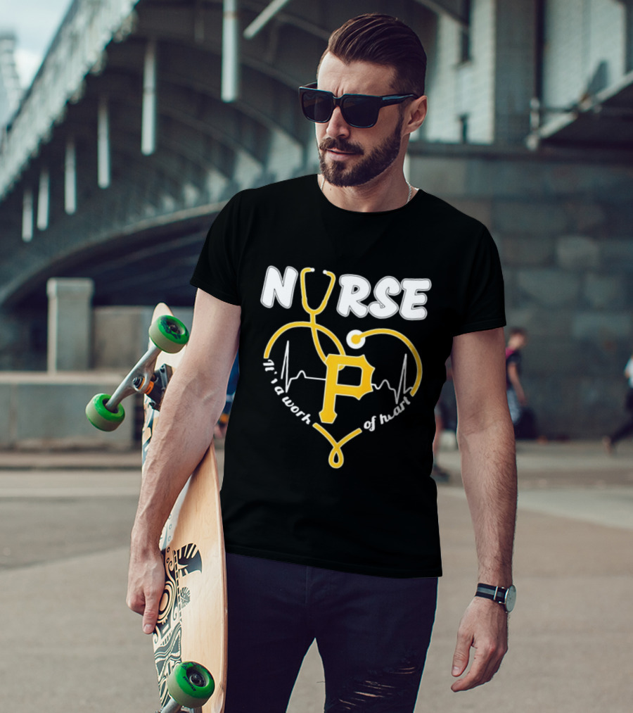 Pittsburgh Pirates Nurse Stethoscope It's A Work Of Heart T-Shirt