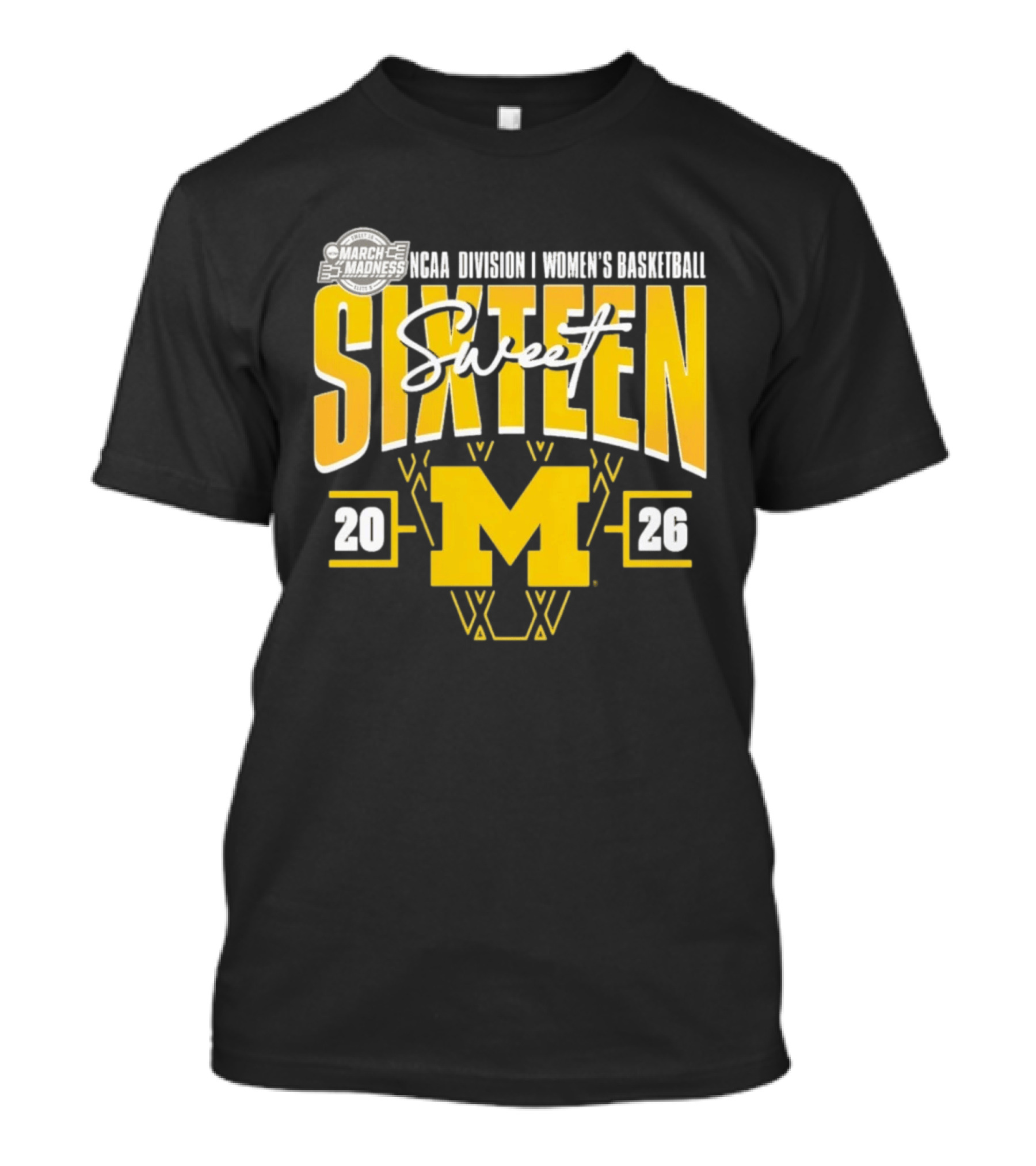 March Madness 2026 NCAA Division I Women's Basketball Sweet Sixteen Michigan Wolverines T-Shirt