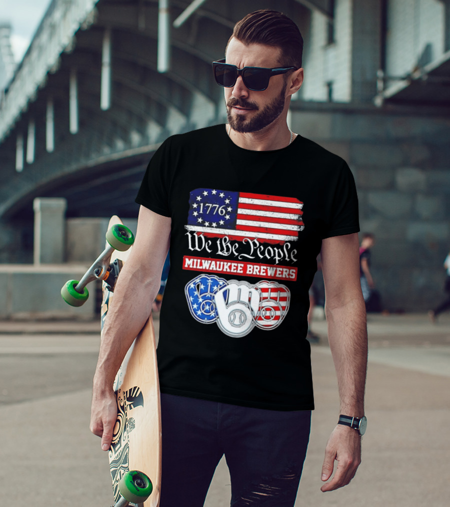 Milwaukee Brewers We The People 1776 American Flag 250th Anniversary T-Shirt