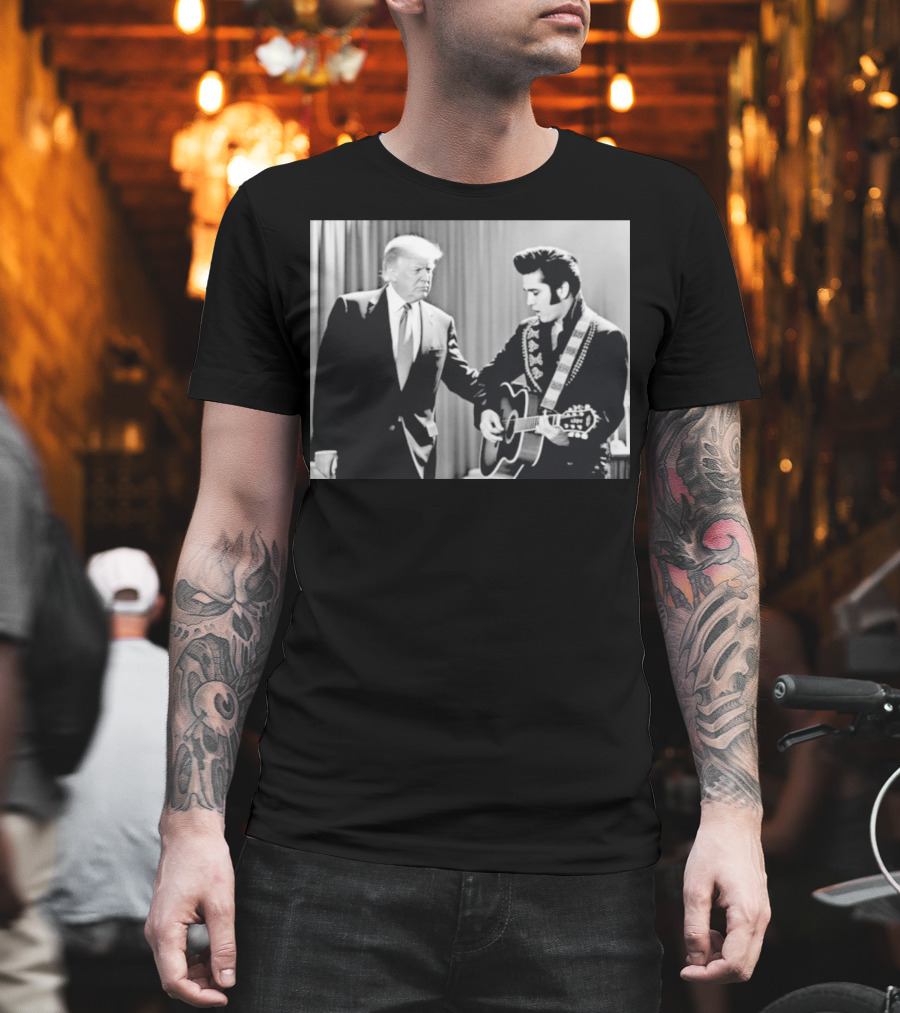 Donald Trump Elvis 2026 Collaboration with Guitar Performance T-Shirt