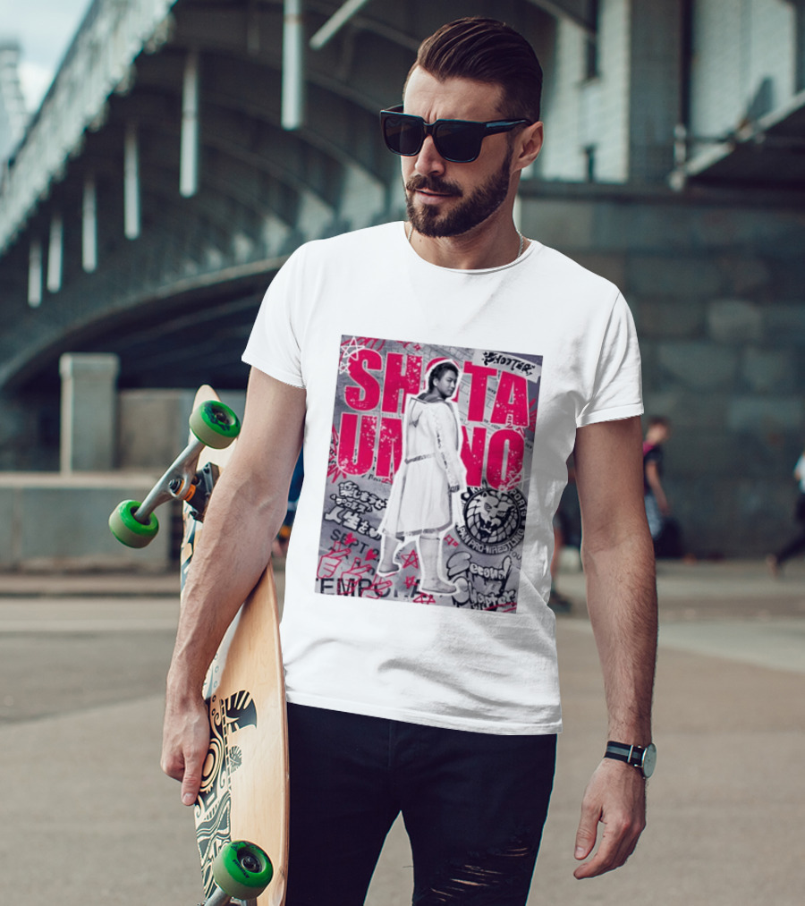 Shota Umino New Japan Pro Wrestling Graffiti Style Banner T-Shirt