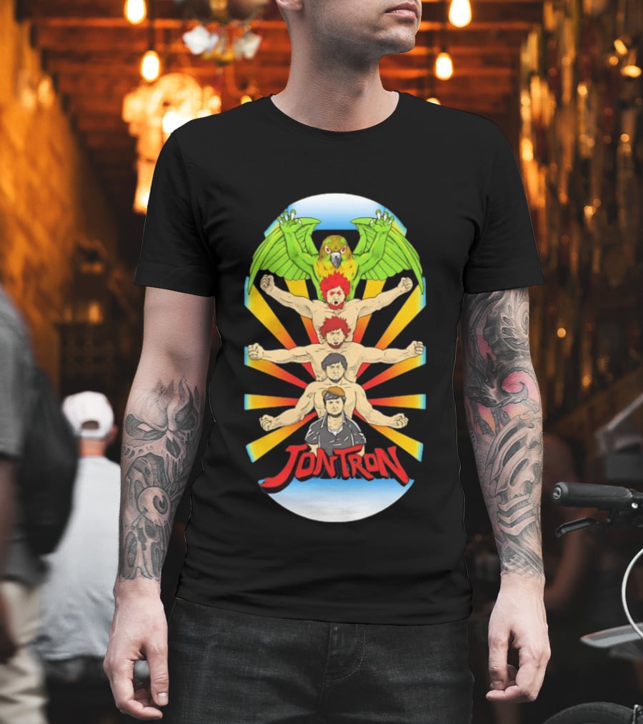 JonTron Characters Cartoon With Green Parrot T-Shirt