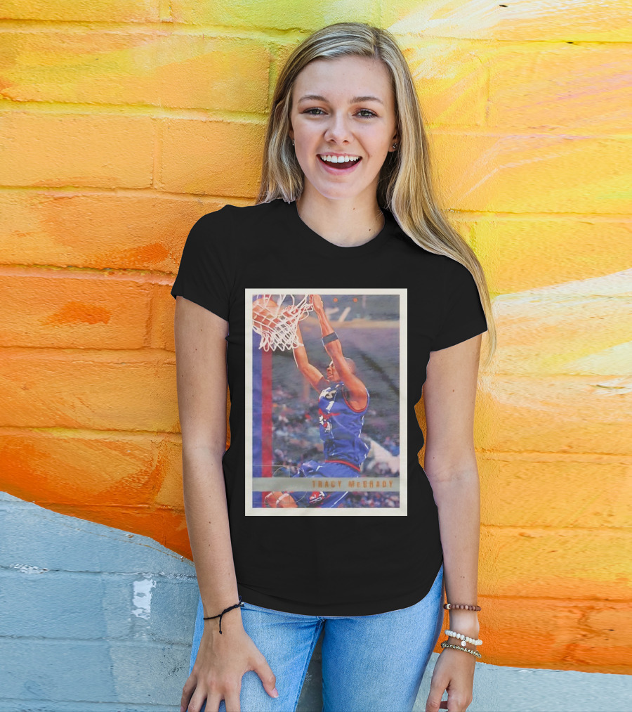 Tracy McGrady Toronto Raptors 1996 Basketball Card Dunk Slam T-Shirt