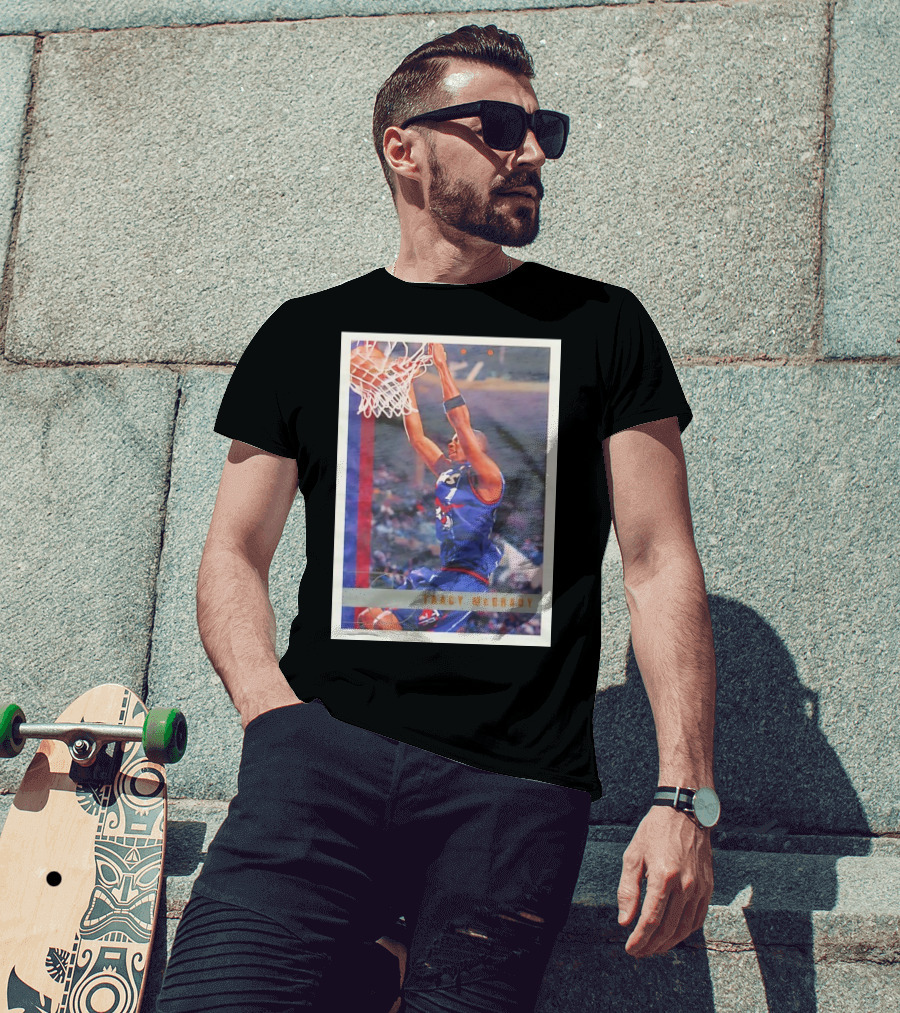 Tracy McGrady Toronto Raptors 1996 Basketball Card Dunk Slam T-Shirt