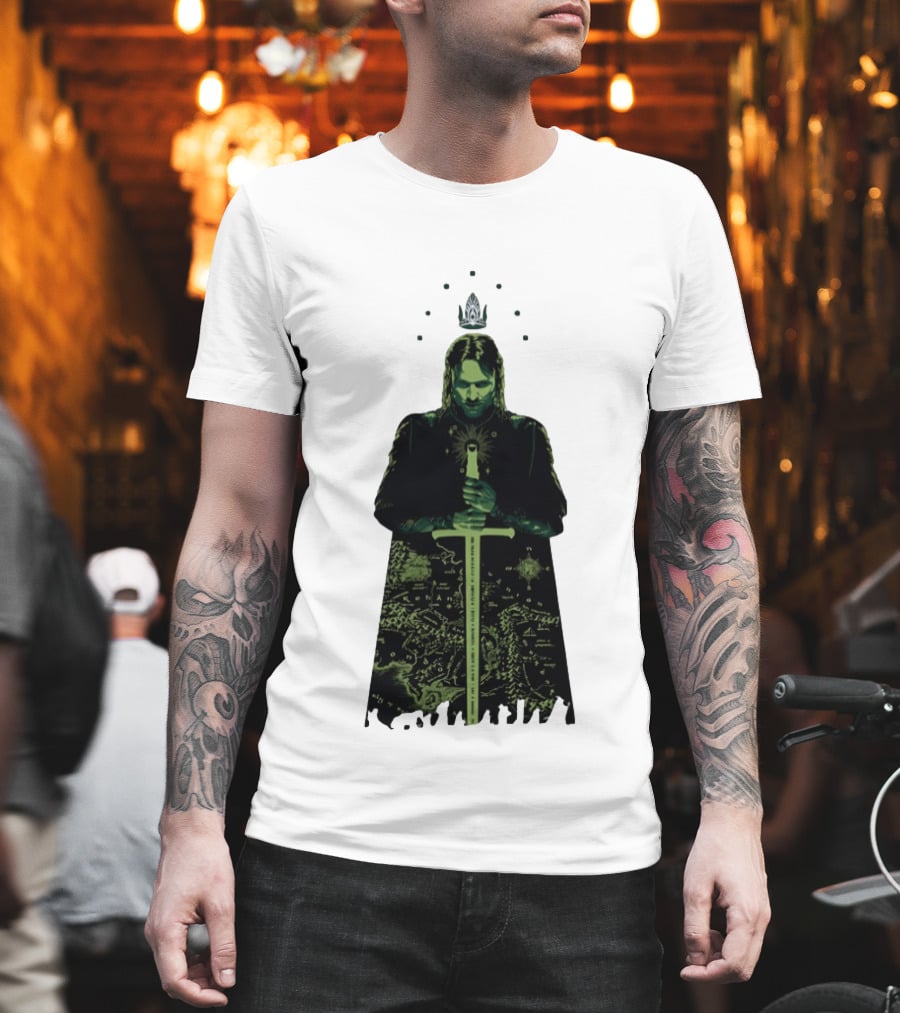 The Lord Of The Rings Aragorn Sword Map Middle Earth King T-Shirt