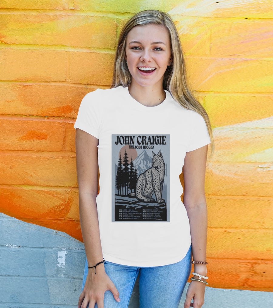 John Craigie With Jobi Riccio Tour 2026 Europe Concert Dates Lynx Mountain Forest T-Shirt