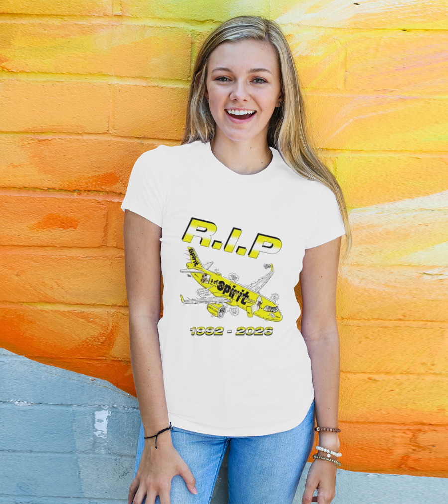 RIP Spirit Airlines 1992 2026 Yellow Plane Cartoon T-Shirt