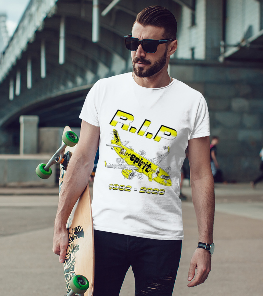 RIP Spirit Airlines 1992 2026 Yellow Plane Cartoon T-Shirt