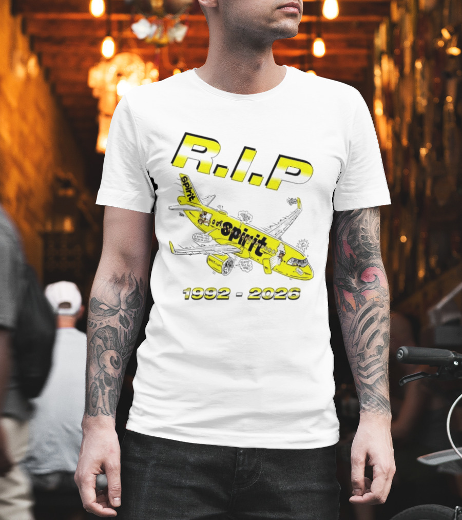 RIP Spirit Airlines 1992 2026 Yellow Plane Cartoon T-Shirt