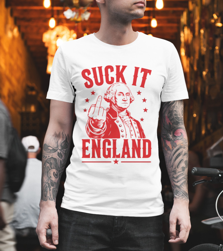 Suck It England George Washington Middle Finger Gesture T-Shirt