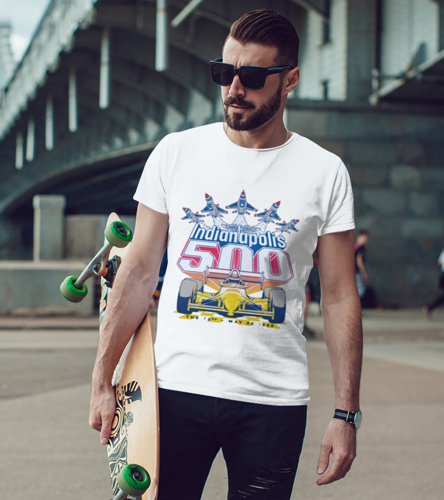 Indianapolis 500 May 29 1988 72nd Race Yellow Racecar And Blue Jets T-Shirt