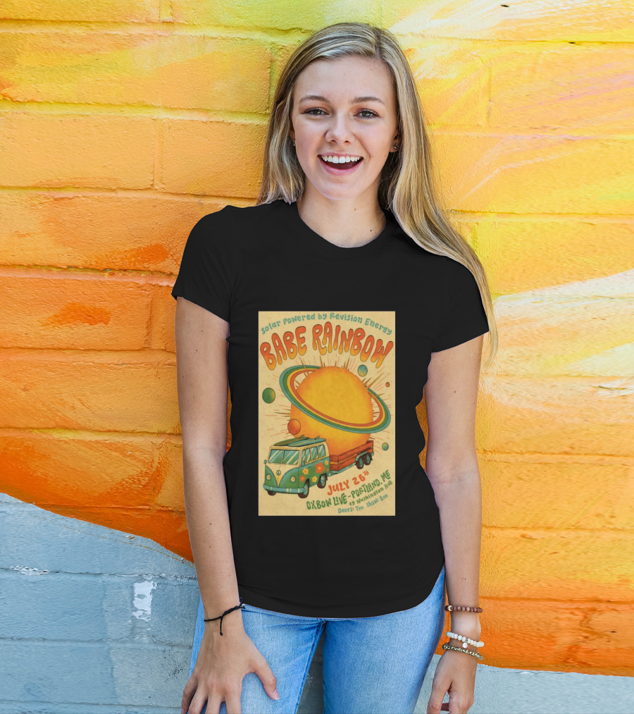 Solar Powered Babe Rainbow July 26 Oxbow Live Portland ME Vintage Van And Sunburst T-Shirt