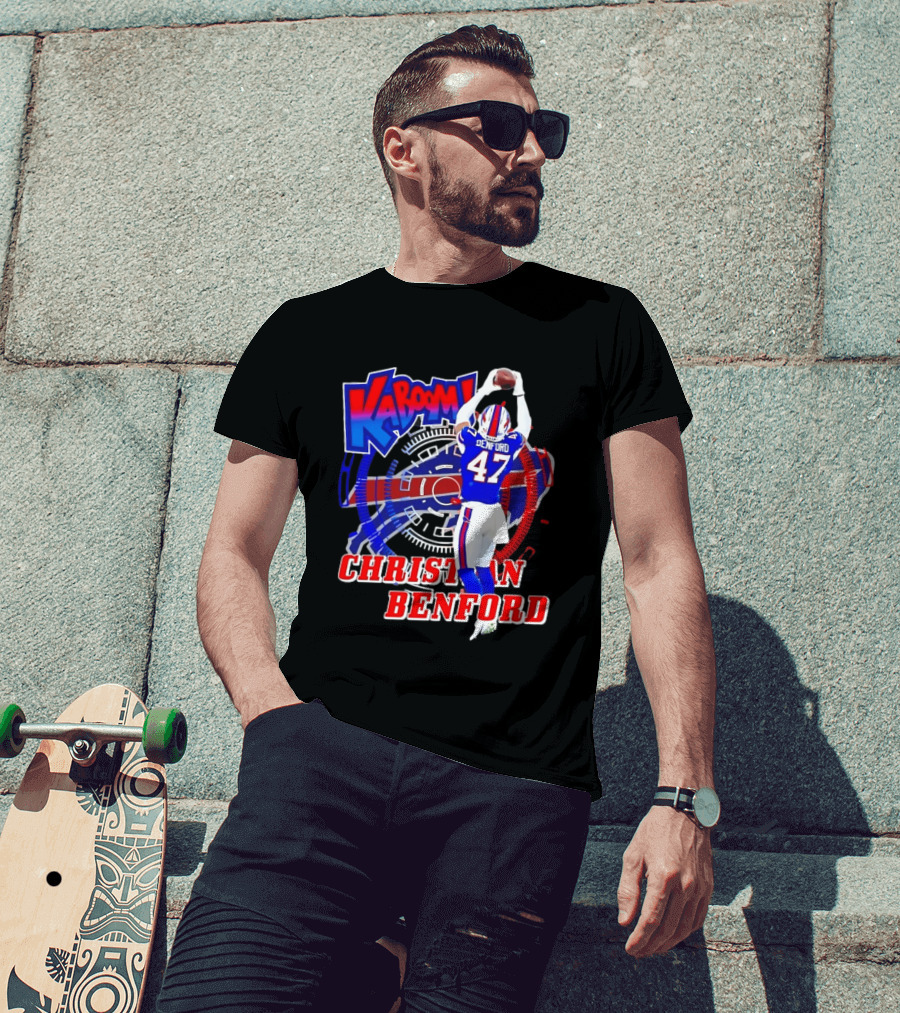 Kaboom Christian Benford 47 Buffalo Bills Football T-Shirt