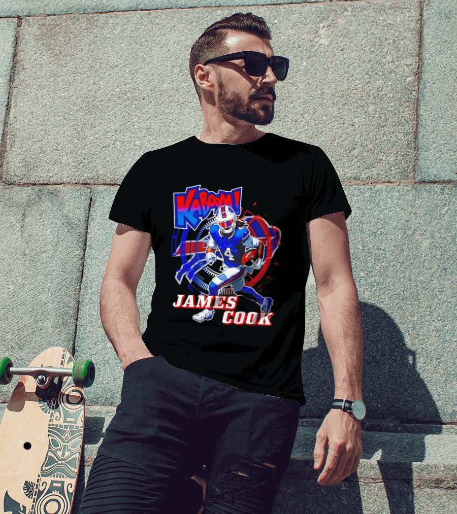 Kaboom James Cook Buffalo Bills Football Action Explosion T-Shirt
