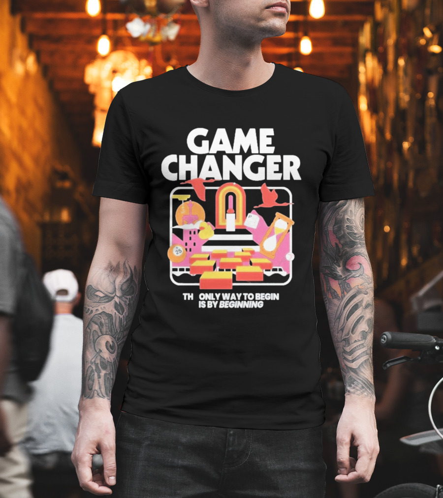 Game Changer The Only Way To Begin Is By Beginning Retro Icons And Symbols Collection T-Shirt
