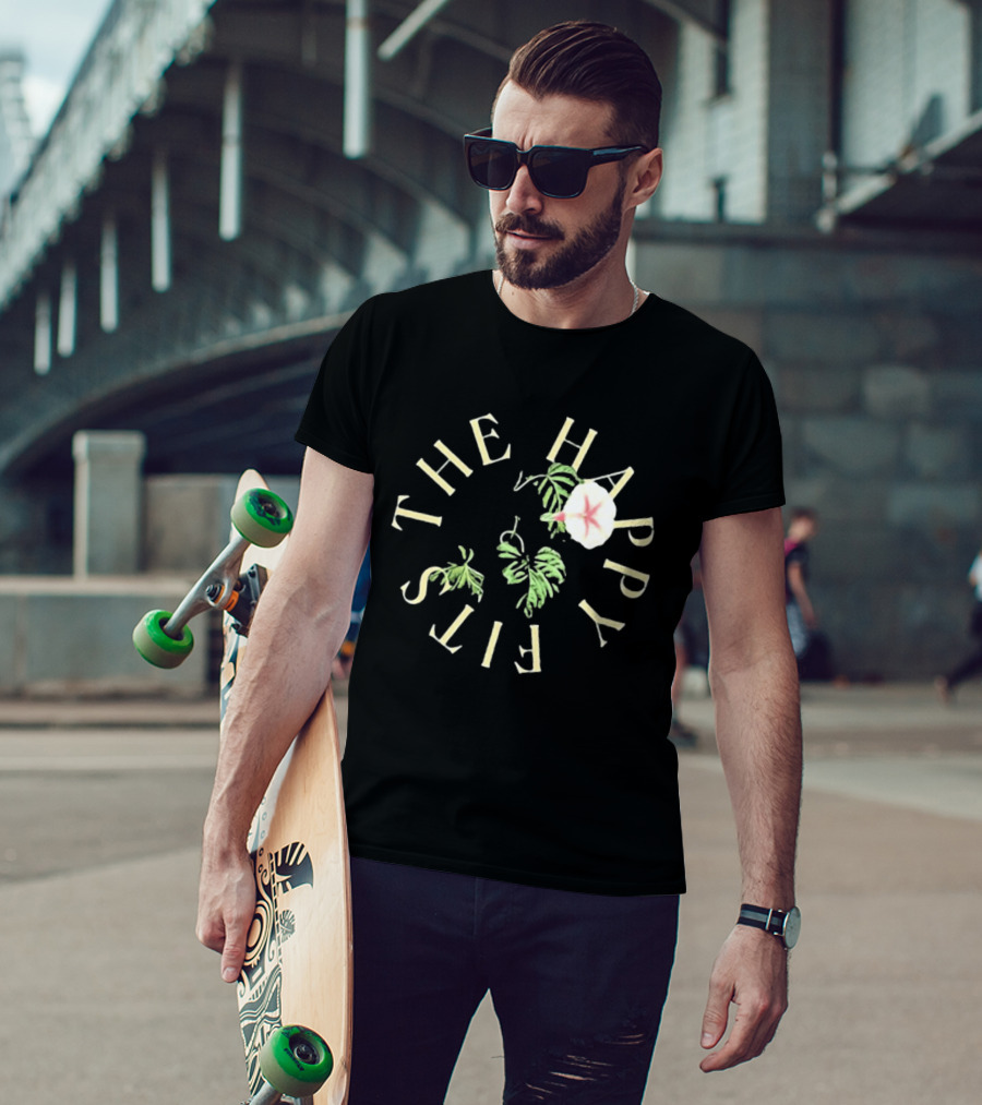 The Happy Fits Morning Glory Band Name Floral Motif T-Shirt
