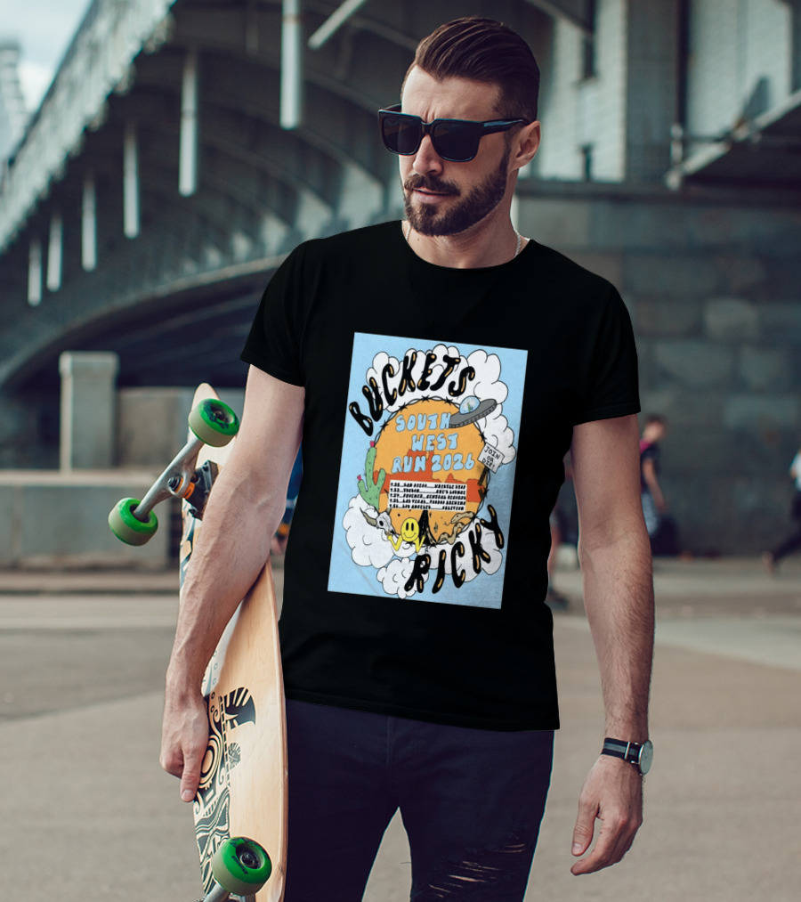 Buckets Ricky South West Run 2026 San Diego To Los Angeles Tour Dates UFO Cactus T-Shirt