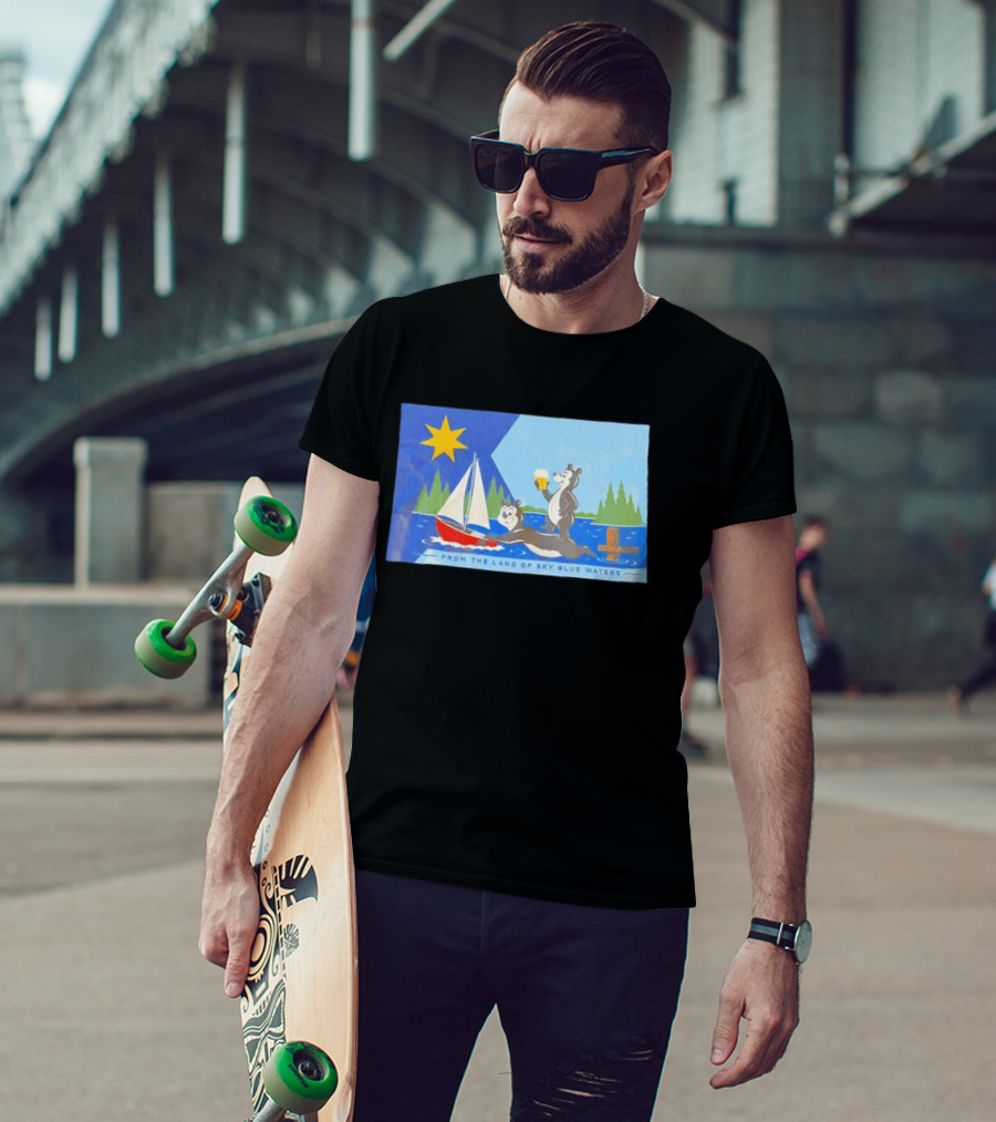 From The Land Of Sky Blue Waters Bears With Boat And Beer T-Shirt
