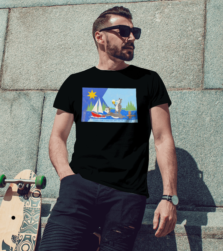 From The Land Of Sky Blue Waters Bears With Boat And Beer T-Shirt
