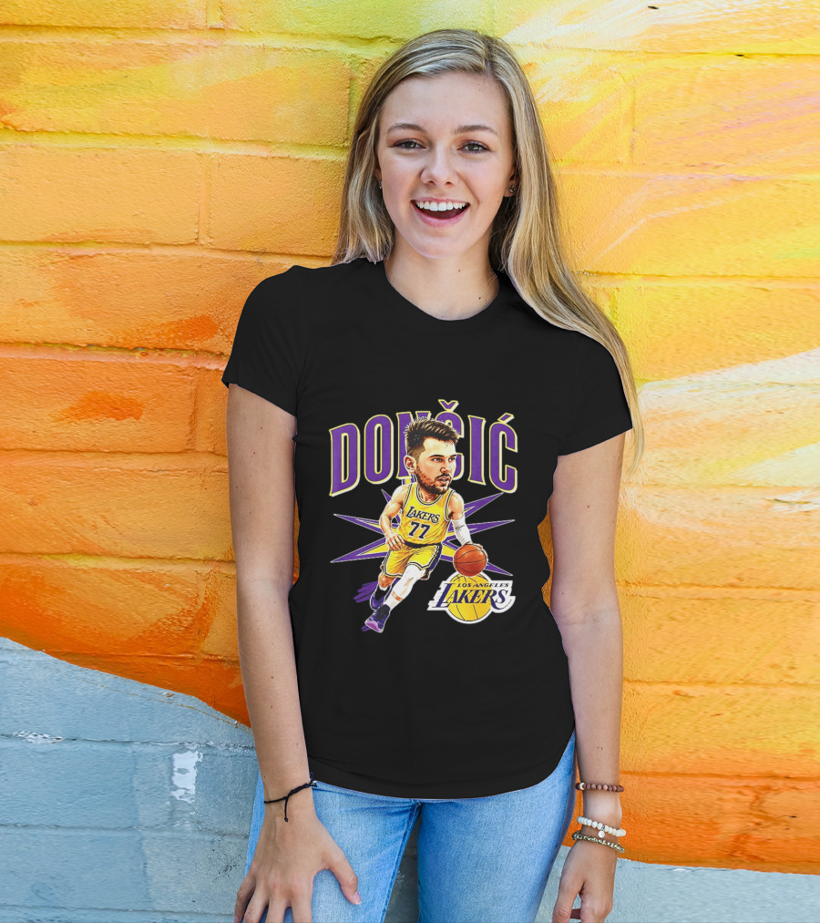 Doncic 77 Los Angeles Lakers NBA 2026 Big Head Basketball Player T-Shirt