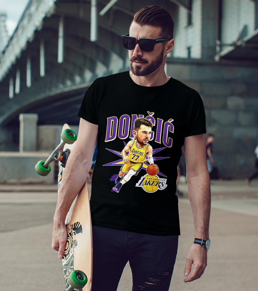 Doncic 77 Los Angeles Lakers NBA 2026 Big Head Basketball Player T-Shirt