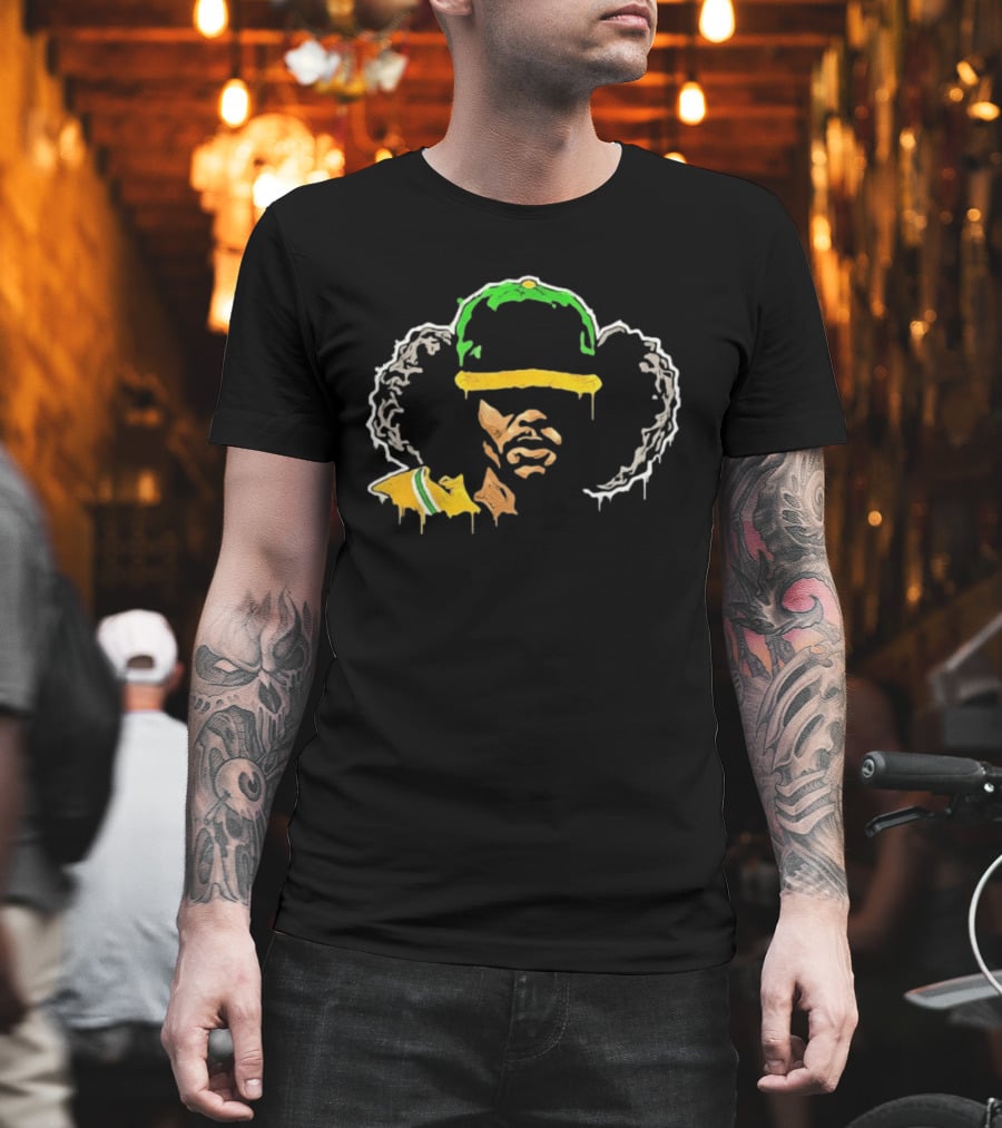 Jimi Hendrix Groovy Green Afro Psychedelic T-Shirt