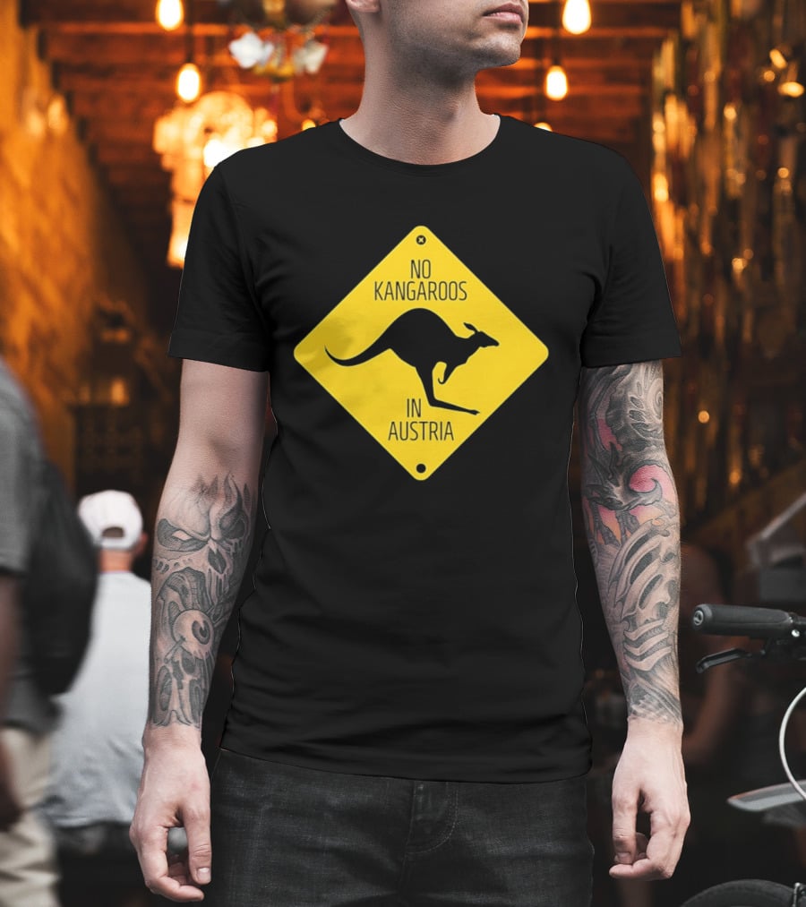 No Kangaroos In Austria Humorous Yellow Sign T-Shirt