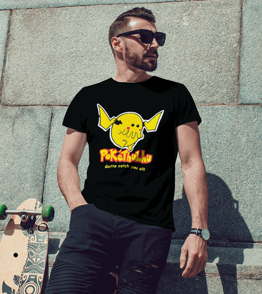 Pokethulhu Gotta Catch You All Yellow Hybrid T-Shirt