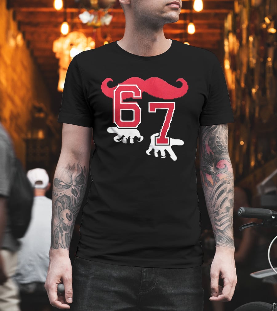 Cincinnati Reds Baseball 67 Red Mustache T-Shirt