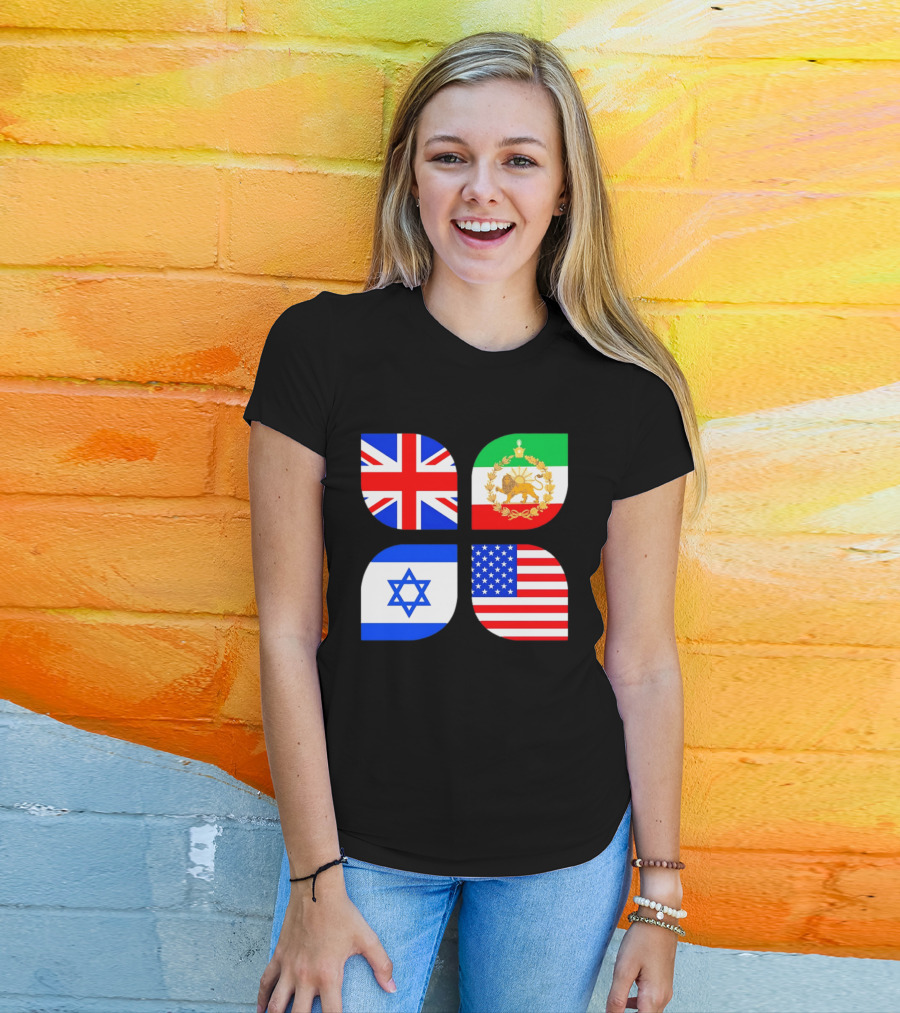 Union Jack British Flag Iranian Lion Israel Star USA Stars And Stripes Flags T-Shirt