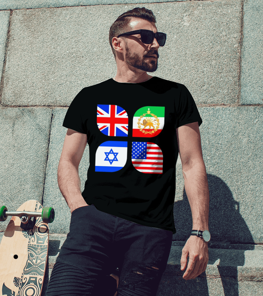 Union Jack British Flag Iranian Lion Israel Star USA Stars And Stripes Flags T-Shirt