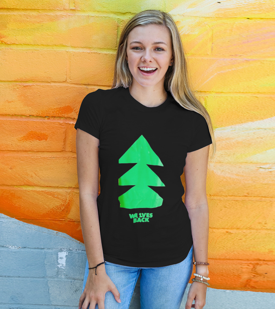 Wolves Back Tree Green Triangular Shapes T-Shirt