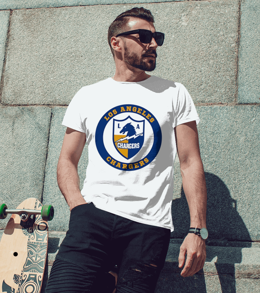Los Angeles Chargers L.A. Horse Shield Blue And Gold T-Shirt