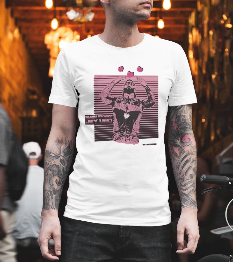 Main Event Jey Uso Ucey Jucey Pink Neon Heart Exclusive T-Shirt