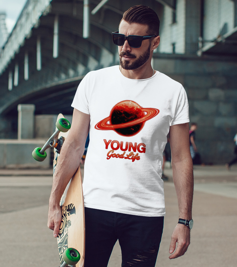 Young Good Life Red Planet Rings T-Shirt