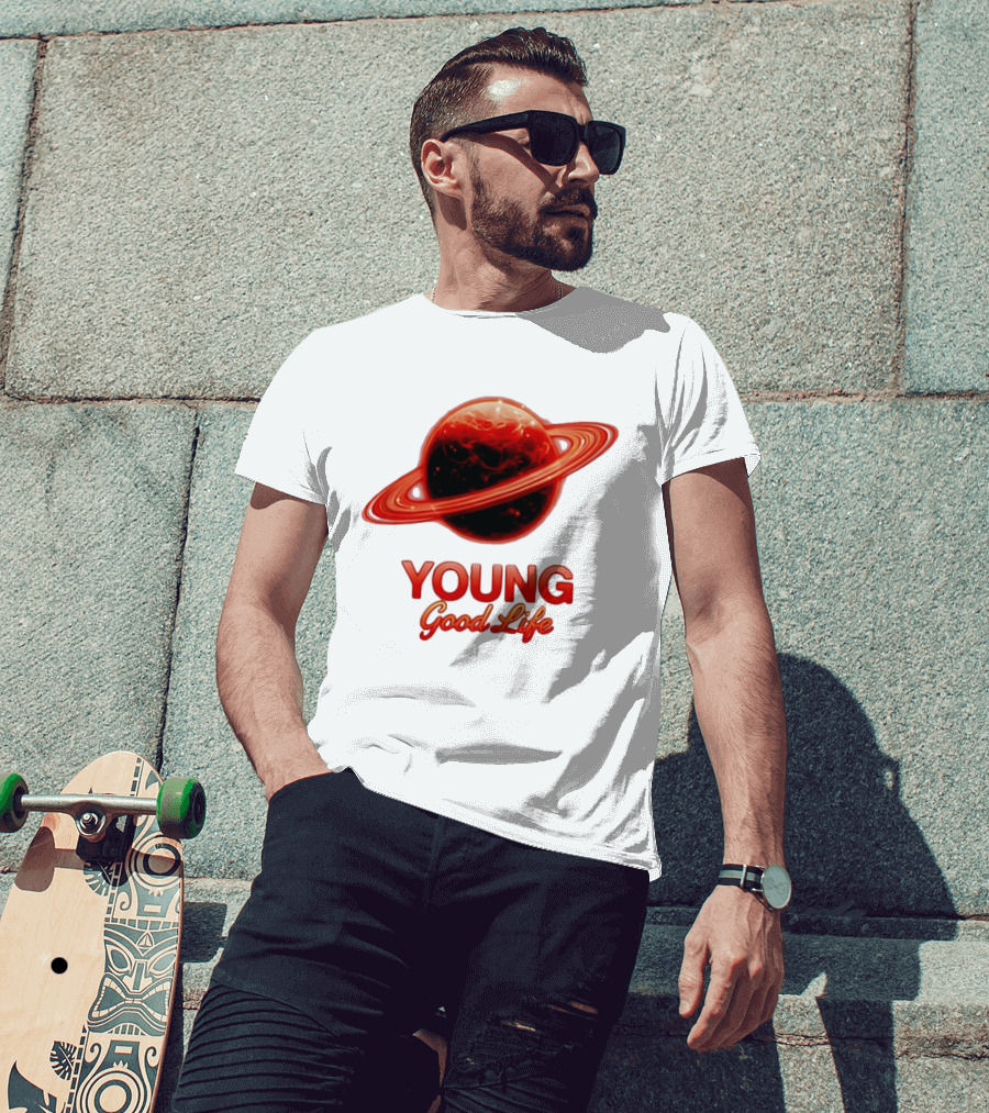 Young Good Life Red Planet Rings T-Shirt