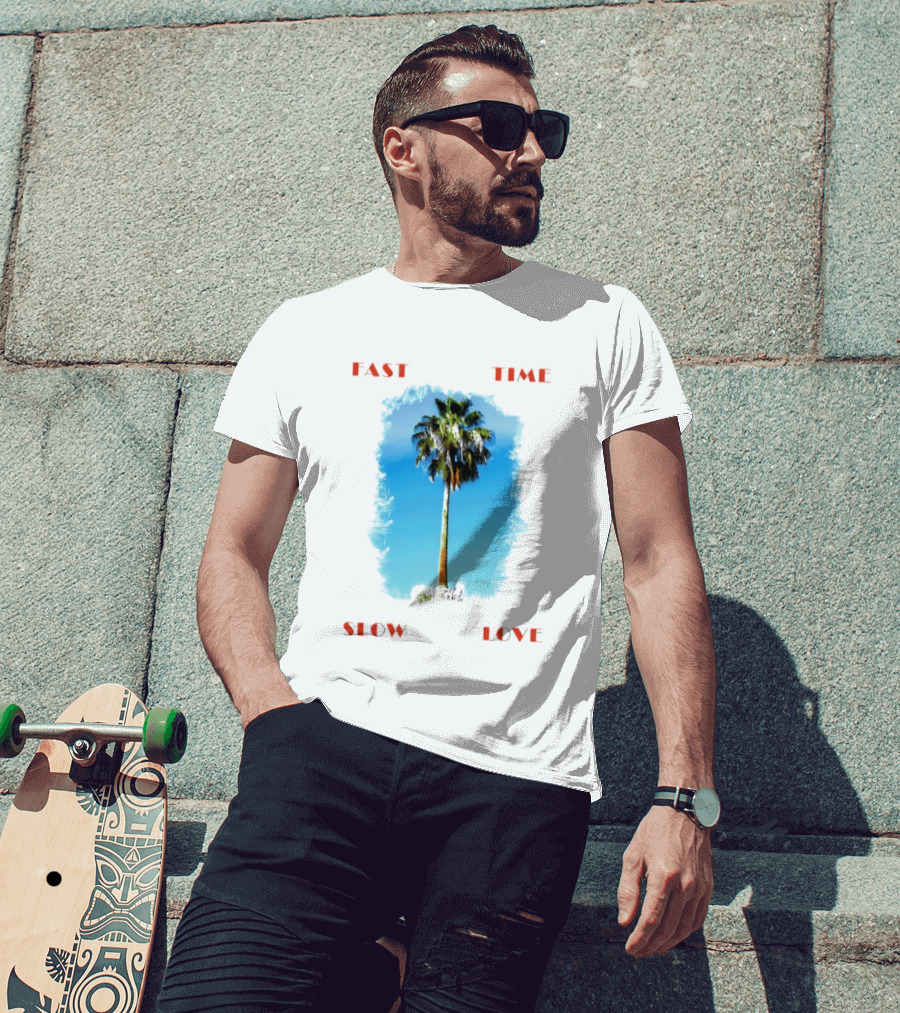 Fast Time Slow Love Palm Tree Tropical T-Shirt