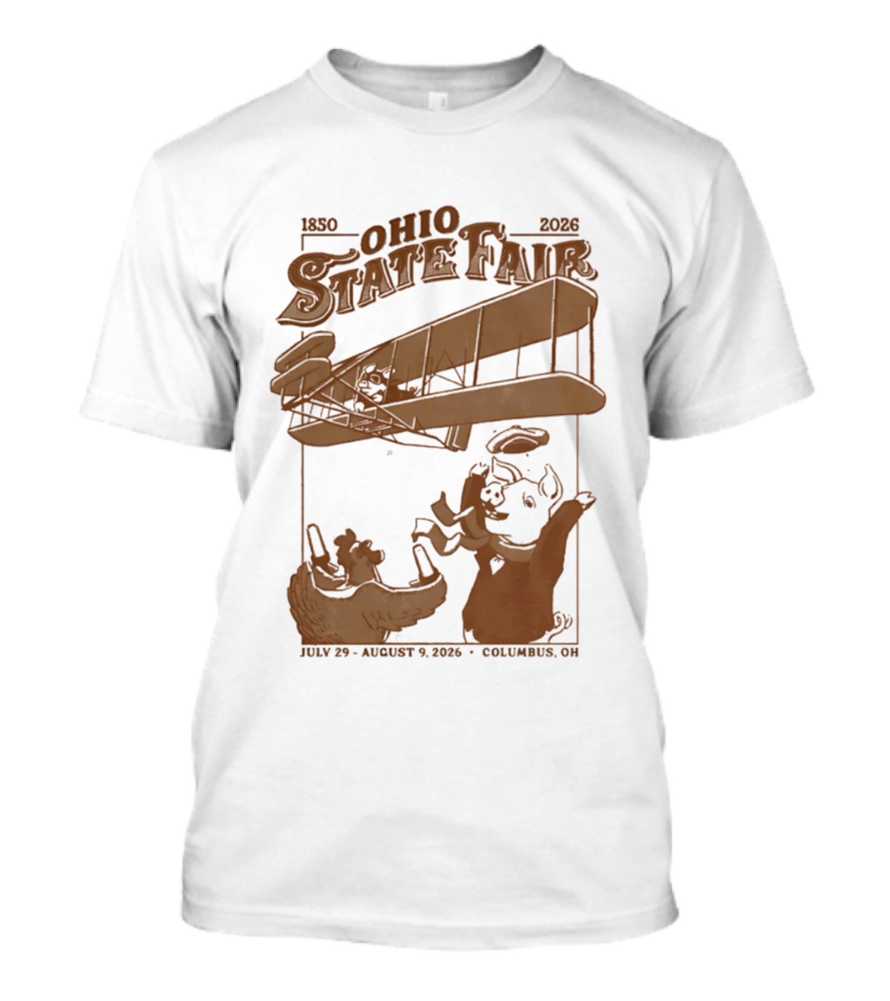 Ohio State Fair 1850 2026 July 29 August 9 Columbus Airplane And Animals T-Shirt