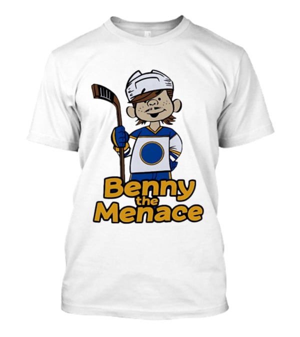 Benny The Menace Cartoon Character With Hockey Stick Buffalo Sabres T-Shirt