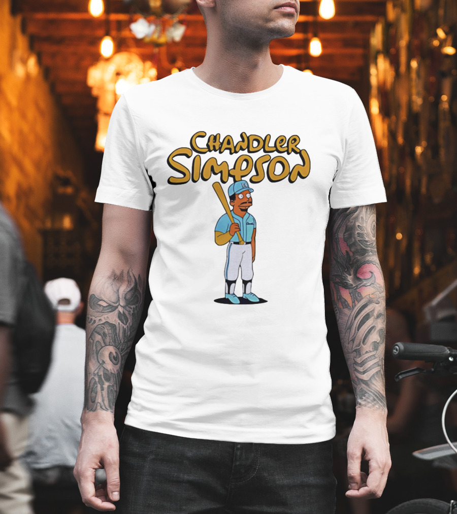 Chandler Simpson Baseball Bat Character In Blue Uniform T-Shirt