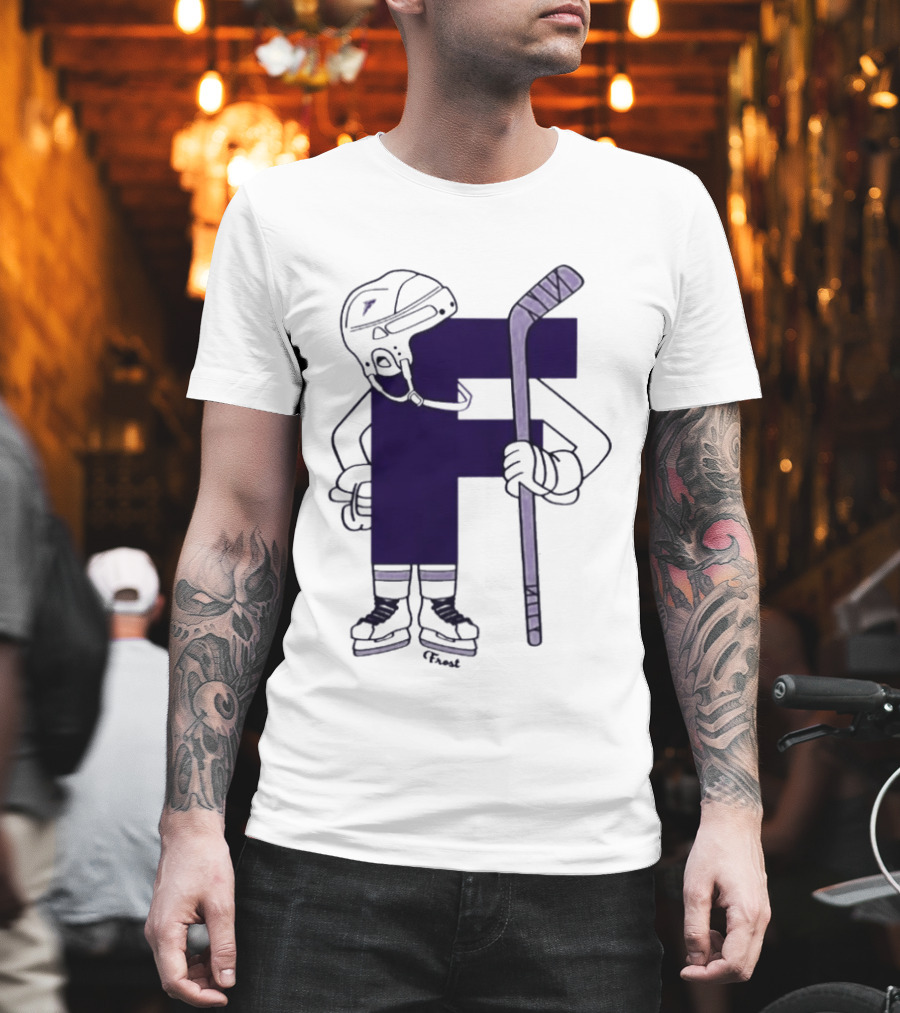 Minnesota Frost Hockey Character With Stick And Helmet T-Shirt